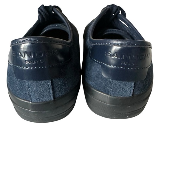 SANDRO BLUE LEATHER TRIMMED SUEDE SNEAKERS SIZE 43 - Picture 8 of 11